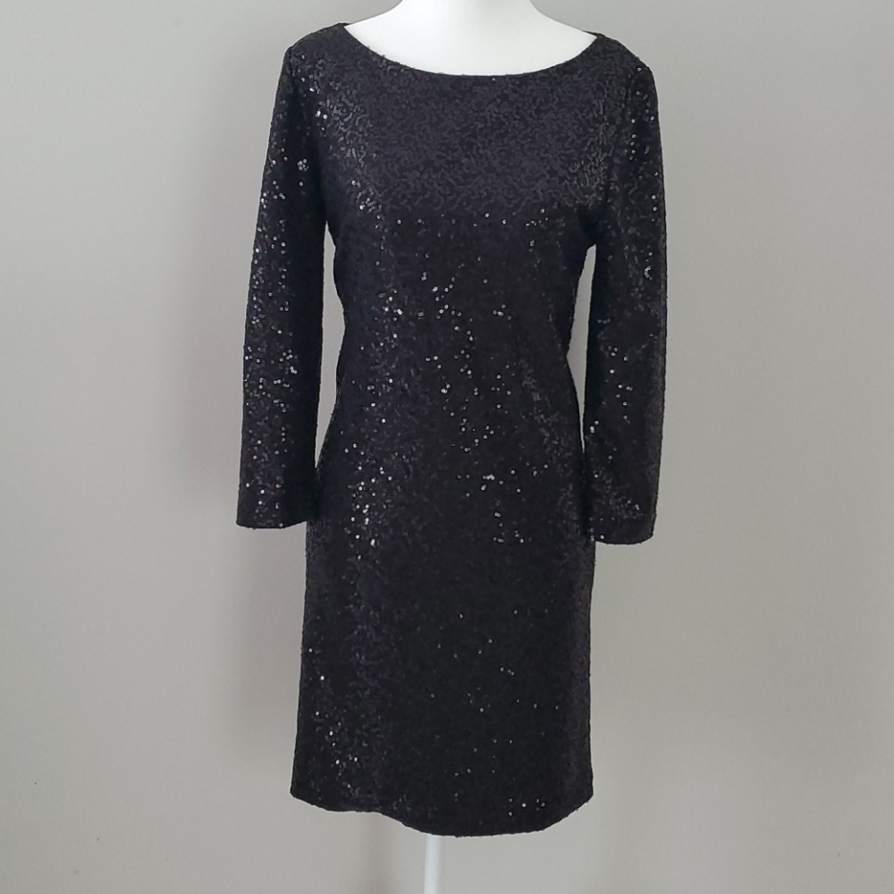 Tahari Black Sequin Dress XS